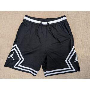 New Jordan Dri Fit Diamond Shorts Mens Medium Black White Mesh 6 Inch Inseam